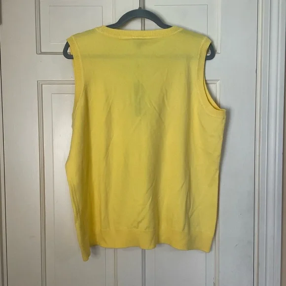 Talbots Sweater Vest Womens Yellow Pima Cotton Sleeveless Size 2X NWT - Picture 6 of 7